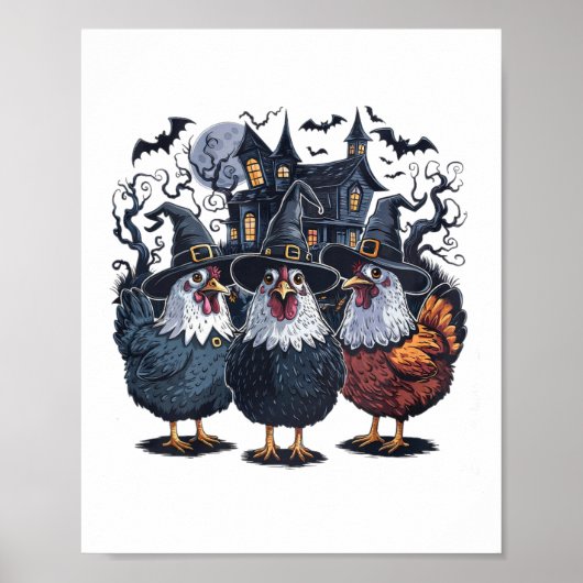 Funny Hexe Spooky Chicken Halloween Poster (Vorne)