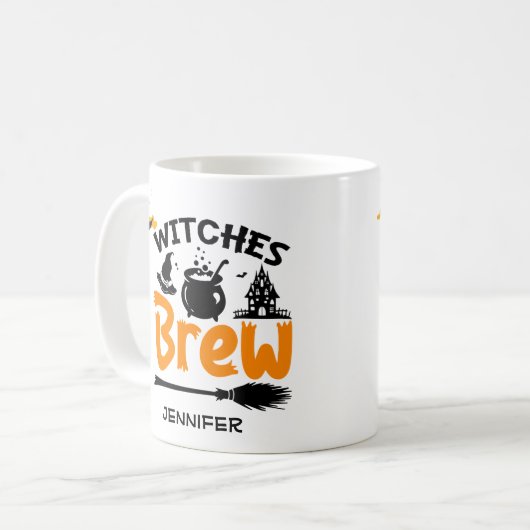 Funny Hexen Brew Halloween Personalisiert Kaffeetasse (Vorderseite Links)