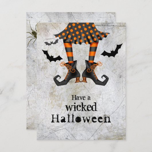 Funny Hexen Legs Wicked Halloween Postcard Postkarte (Vorne/Hinten)