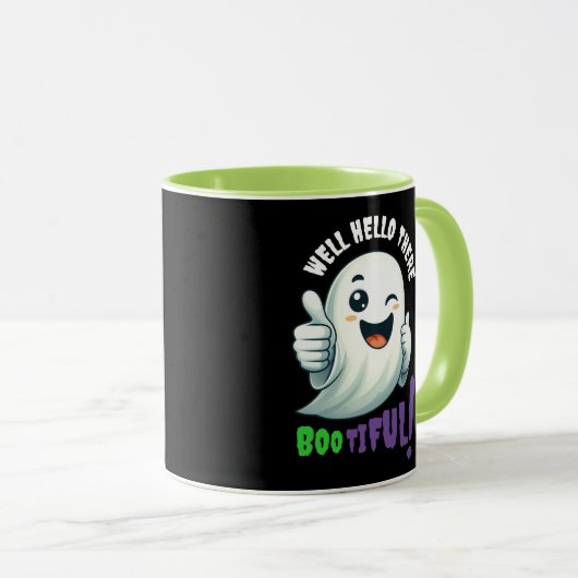Funny Hey, Boo-tiful! Niedlich Winking Ghost Tasse (VorderseiteRechts)