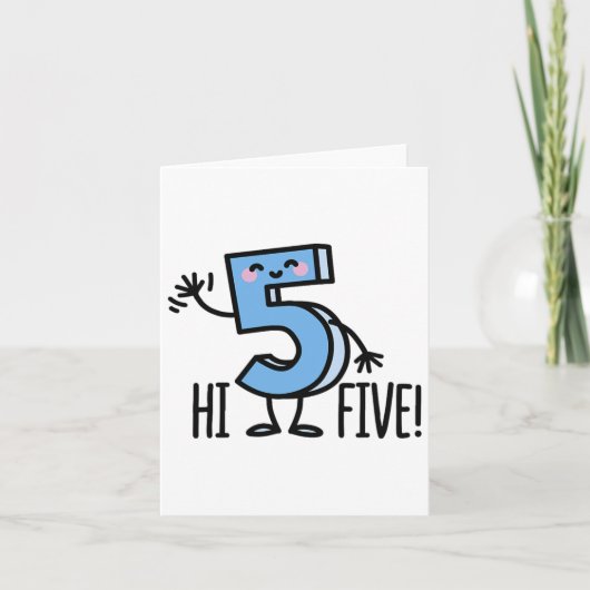 Funny Hi Five! High Hand Hallo Wave Nummer 5 Kinde Karte (Vorderseite)