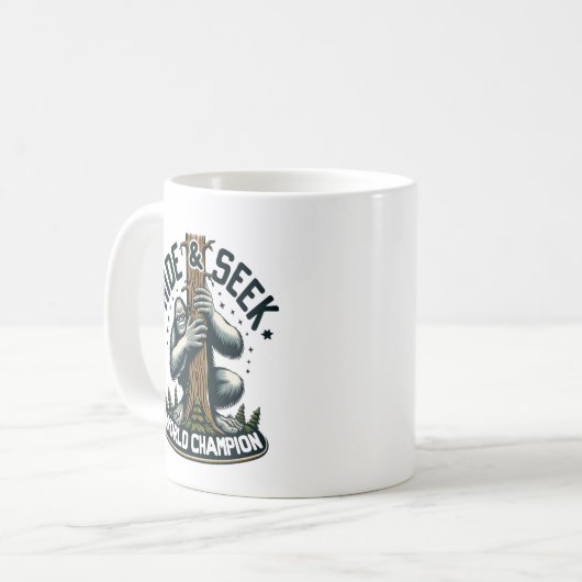 Funny Hide & Seek Weltmeister Bigfoot Kaffeetasse (Vorderseite Links)