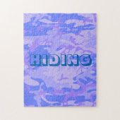 Funny Hiding Camouflage Pastel Blaues Muster Puzzle (Vertikal)