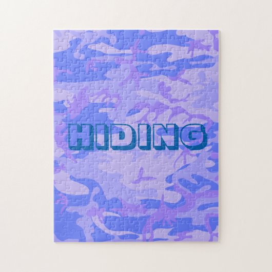 Funny Hiding Camouflage Pastel Blaues Muster Puzzle (Vertikal)