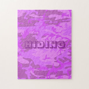 Funny Hiding Camouflage Pastel Lila Muster Puzzle