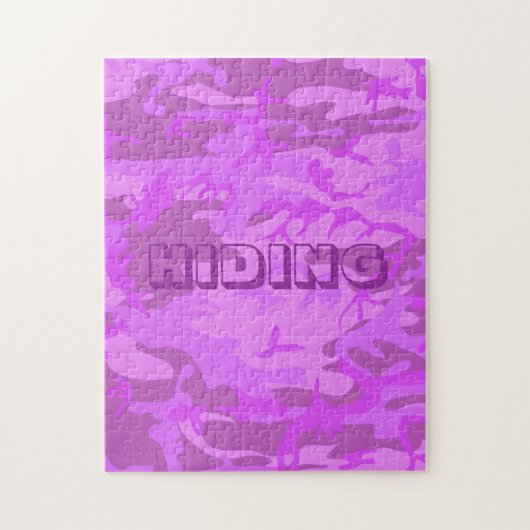 Funny Hiding Camouflage Pastel Lila Muster Puzzle (Vertikal)