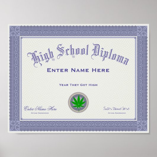 Funny High School Diploma Poster (Vorne)