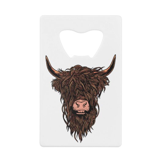 Funny Highland Cow Head Geldbeutel Flaschenöffner (Vorderseite)