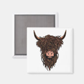 Funny Highland Cow Head Magnet (Vorderseite/Rückseite)