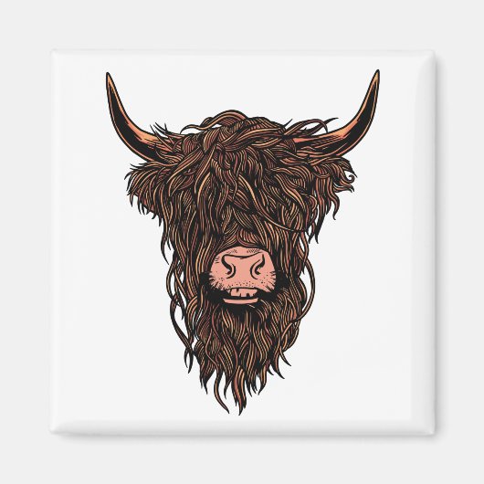 Funny Highland Cow Head Magnet (Vorne)