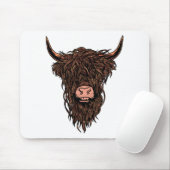 Funny Highland Cow Head Mousepad (Mit Mouse)