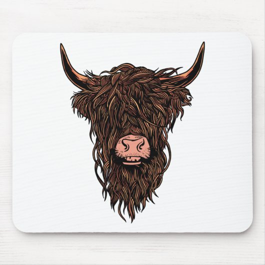 Funny Highland Cow Head Mousepad (Vorne)