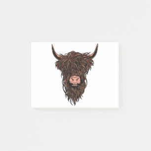 Funny Highland Cow Head Post-it Klebezettel
