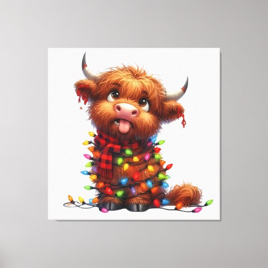 Funny Highland Cow Leinwanddruck (Vorderseite)