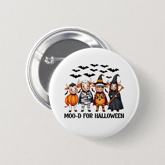 Funny Highland Cow Moo-d zu Halloween Button (Vorne & Hinten)