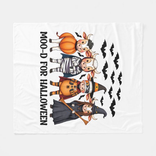 Funny Highland Cow Moo-d zu Halloween Fleecedecke (Vorderseite (Horizontal))