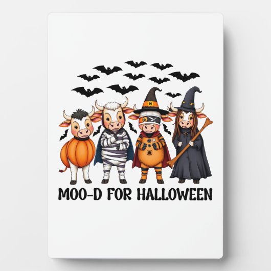 Funny Highland Cow Moo-d zu Halloween Fotoplatte (Vorderseite)