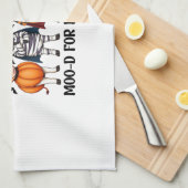 Funny Highland Cow Moo-d zu Halloween Geschirrtuch (Viertel Falte)