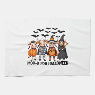 Funny Highland Cow Moo-d zu Halloween Geschirrtuch