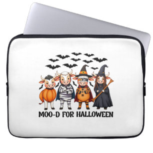 Funny Highland Cow Moo-d zu Halloween Laptopschutzhülle