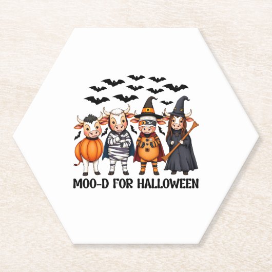 Funny Highland Cow Moo-d zu Halloween Untersetzer (Vorderseite)