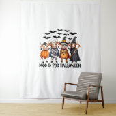 Funny Highland Cow Moo-d zu Halloween Wandteppich (Beispiel)