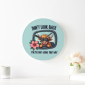 Funny Highland Cow Retro Western Motivierend Kunst Große Wanduhr (Zuhause)