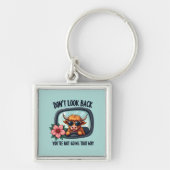 Funny Highland Cow Retro Western Motivierend Kunst Schlüsselanhänger (Vorne)