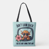 Funny Highland Cow Retro Western Motivierend Kunst Tasche (Rückseite)