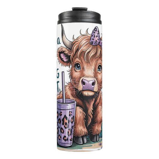 Funny Highland Cow Thermosbecher (Vorderseite)