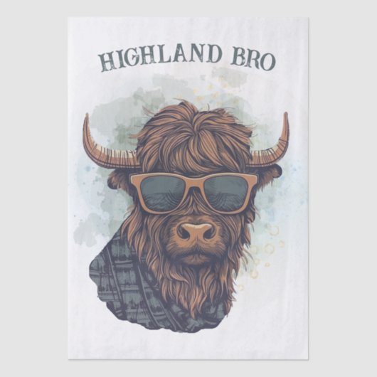 Funny Highland Cow Wearing Sunglasses Seidenpapier (Vorderseite)