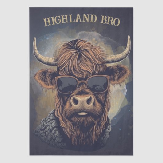 Funny Highland Cow Wearing Sunglasses Seidenpapier (Vorderseite)