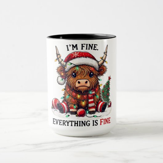 Funny Highland Cow Weihnachten Tasse (Zentrum)