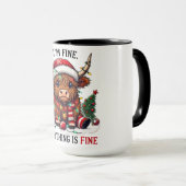 Funny Highland Cow Weihnachten Tasse (VorderseiteRechts)