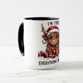 Funny Highland Cow Weihnachten Tasse (Vorderseite Links)