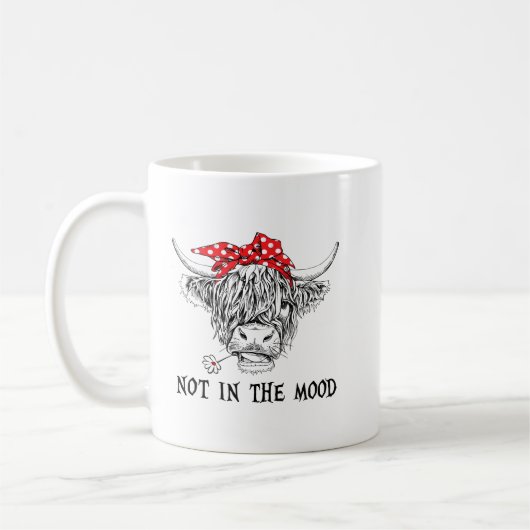 Funny Highland Kuh Bandana nicht in der Stimmung W Kaffeetasse (Links)
