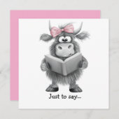 Funny Highland Kuh Hand gezogen, nur um zu sagen Dankeskarte (Vorne/Hinten)