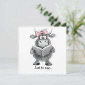 Funny Highland Kuh Hand gezogen, nur um zu sagen Dankeskarte (Stehend Vorderseite)