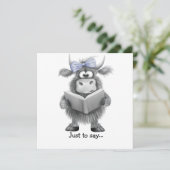 Funny Highland Kuh Hand gezogen, nur um zu sagen Dankeskarte (Stehend Vorderseite)