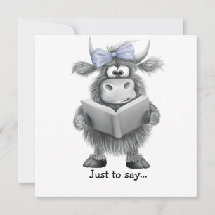 Funny Highland Kuh Hand gezogen, nur um zu sagen Dankeskarte