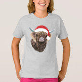 Funny Highland Kuh mit einer Weihnachtszeit-Weihna T-Shirt (Vorderseite)