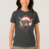 Funny Highland Kuh mit einer Weihnachtszeit-Weihna Tri-Blend Shirt (Vorderseite)
