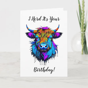 Funny Highland Kuh Pun Birthday Karte