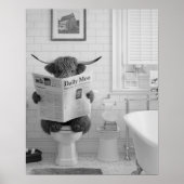 Funny Highland Kuh sitzend auf der Toilette Bad Poster (Vorne)