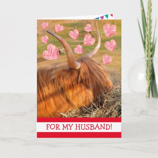 Funny Highland Steer Husband Birthday Karte (Vorderseite)