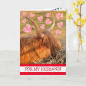 Funny Highland Steer Husband Birthday Karte (Gelbe Blume)