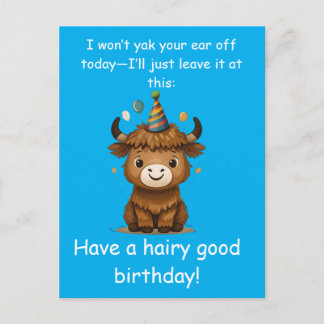 Funny Highland Yak: Hairy Good Birthday Puns Postkarte