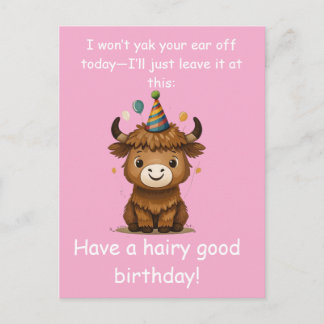 Funny Highland Yak: Hairy Good Birthday Puns Postkarte