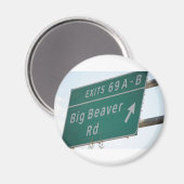 Funny HIghway Signing Big Beaver Road Exit 69 Magnet (Vorderseite/Rückseite)