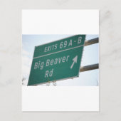 Funny HIghway Signing Big Beaver Road Exit 69 Postkarte (Vorderseite)